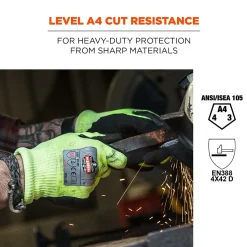 Ergodyne ProFlex 7041 Hi-Vis Nitrile-Coated Cut-Resistant Gloves, ANSI A4, Wet Grip, Lime, XXL, 144 Pairs (17826)