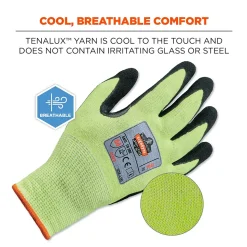 Ergodyne ProFlex 7041 Hi-Vis Nitrile-Coated Cut-Resistant Gloves, ANSI A4, Wet Grip, Lime, XXL, 144 Pairs (17826)