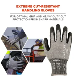 Ergodyne ProFlex 7072 Nitrile Coated Cut-Resistant Gloves, ANSI A7, Gray, Small, 1 Pair (10312)