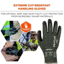 Ergodyne ProFlex 7070 Nitrile Coated Cut-Resistant Gloves, ANSI A7, Heat Resistant, Green, Large, 12 Pair (18034)