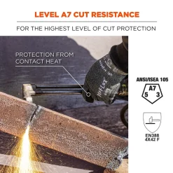 Ergodyne ProFlex 7070 Nitrile Coated Cut-Resistant Gloves, ANSI A7, Heat Resistant, Green, Large, 12 Pair (18034)