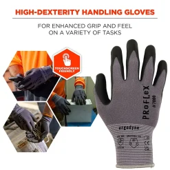 Ergodyne ProFlex 7000 Nitrile Coated Gloves, Microfoam Palm, ANSI Level 5 Abrasion Resistance, Gray, Small, 1 Pair (10372)