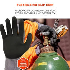 Ergodyne ProFlex 7000 Nitrile Coated Gloves, Microfoam Palm, ANSI Level 5 Abrasion Resistance, Gray, Small, 1 Pair (10372)