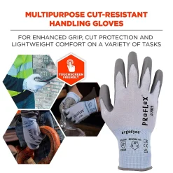 Ergodyne ProFlex 7025 PU Coated Cut-Resistant Gloves, ANSI A2, Blue, XL, 1 Pair (10435)