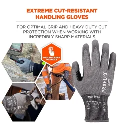 Ergodyne ProFlex 7071 PU Coated Cut-Resistant Gloves, ANSI A7, Gray, XXL, 1 Pair (18076)