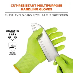 Ergodyne ProFlex 7040 Seamless Knit Cut Resistant Gloves, Food Safe, ANSI A4, Lime, Large, 1 Pair (18014)