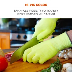 Ergodyne ProFlex 7040 Seamless Knit Cut Resistant Gloves, Food Safe, ANSI A4, Lime, Large, 1 Pair (18014)