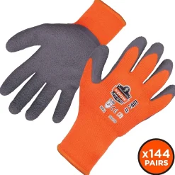 Ergodyne ProFlex 7401 Winter Work Gloves, Fleece Lined, Latex Coated Palm, Orange, Large, 144 Pairs (17894)