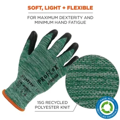 Ergodyne ProFlex 7002-ECO Recycled PU Coated Gloves, 15 Gauge, Green, X-Small (10561)
