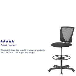 Ergonomic Mid-Back Mesh Drafting Chair with Black Fabric Seat and Adjustable Foot Ring [GO-2100-GG]