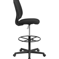 Ergonomic Mid-Back Mesh Drafting Chair with Black Fabric Seat and Adjustable Foot Ring [GO-2100-GG]