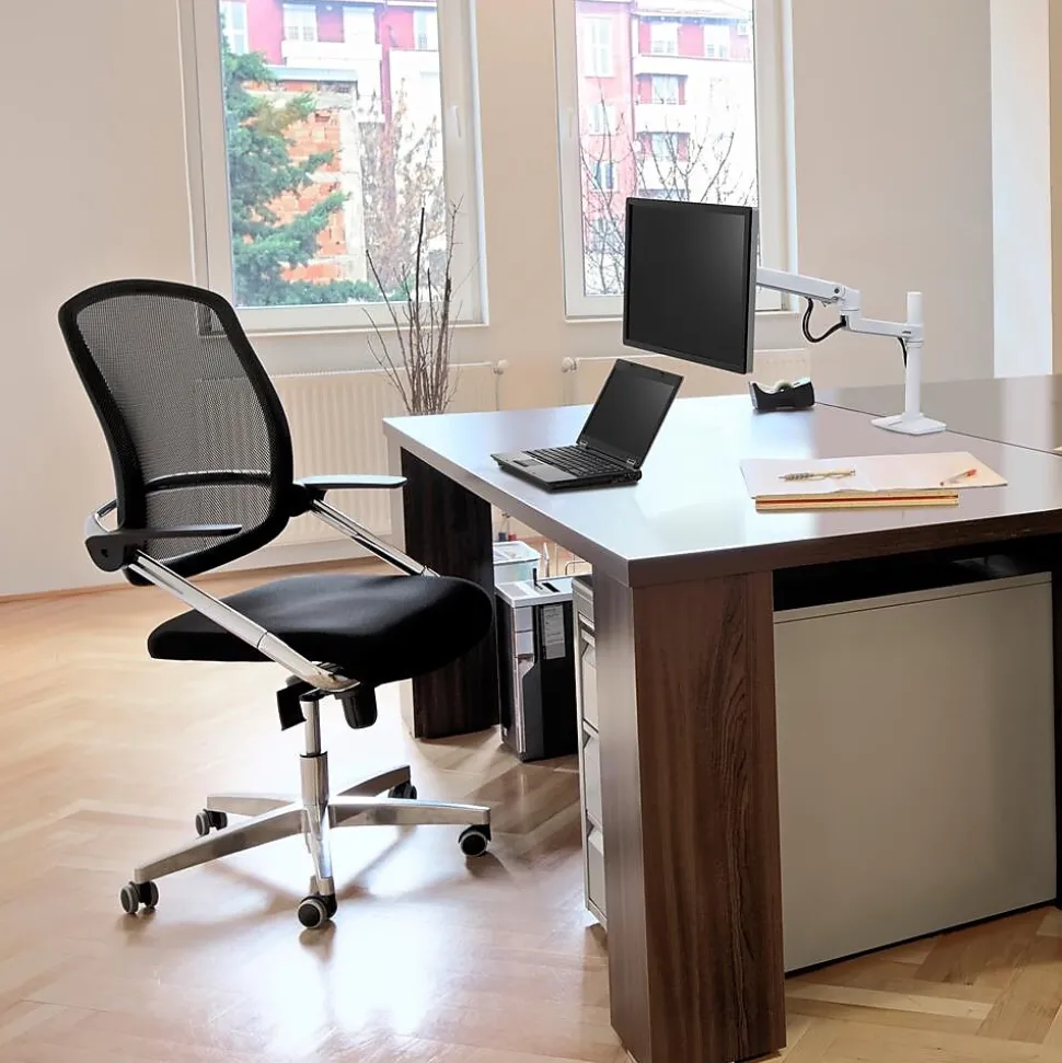 Ergotron LX Desk Adjustable Single Arm Tall Pole with 2-Piece Clamp, 34" Screen Support, White (45-537-216)