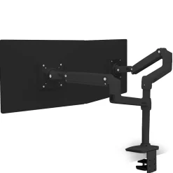 Ergotron LX Wall Adjustable Dual Arm Mount, 24" Screen Support, Black (45-492-224)