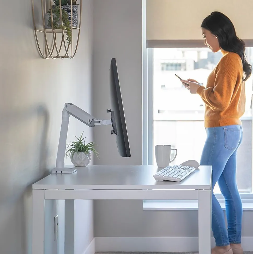 Ergotron MXV Desk Adjustable Single Arm with 2-Piece Clamp, Up to 34" Monitor, White (45-486-216)