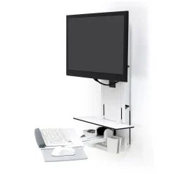 Ergotron StyleView Sit-Stand Adjustable Single Arm Vertical Lift, Patient Room Mount, 24" Screen Support, White (61-080-062)