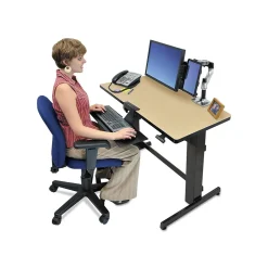 Ergotron WorkFit-D 48"W Adjustable Standing Desk, Birch (24-271-928)