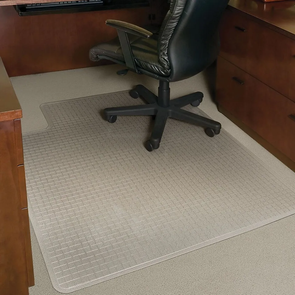 ES Robbins Crystal Pane Carpet Chair Mat with Lip, 45" x 53'', Medium-Pile, Clear (ESR-122271)