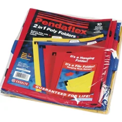 Esselte Pendaflex® 2-in-1 Poly File Folders, Assorted Colors, Letter, Holds 8 1/2"H x 11"W, 10/Pk