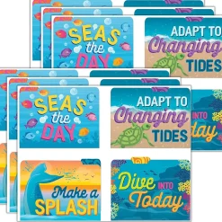 Eureka Seas the Day File Folder, 1-Tab, Letter/Legal Size, Multicolored, 4/Pack, 6 Packs/Bundle (EU-866455-6)