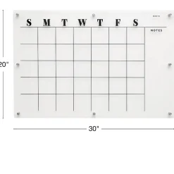 Excello Global Products Acrylic Dry Erase Board with Custom Printed Calendar, 30" x 20" (EGP-HD-0525)
