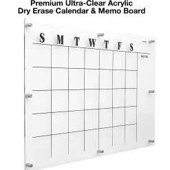Excello Global Products Acrylic Dry Erase Board with Custom Printed Calendar, 30