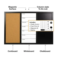 Excello Global Products Combination Board, Wood Frame, 15" x 23.5" (EGP-HD-0317)