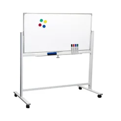 Excello Global Products Dry-Erase Mobile Whiteboard, Aluminum Frame, 48" x 32" (EGP-HD-0066)