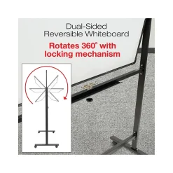 Excello Global Products Double Sided Magnetic Steel Mobile Dry-Erase Whiteboard, Aluminum Frame, 4' x 3' (EGP-HD-0066-BK)