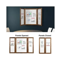 Excello Global Products Double Sided Magnetic Steel Dry-Erase Whiteboard, Wood Frame, 5' x 3' (EGP-HD-0530-BN)
