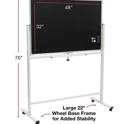 Excello Global Products Double Sided Magnetic Mobile Whiteboard Chalkboard Combo, White Frame, 48