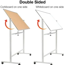 Excello Global Products Double Sided Magnetic Mobile Whiteboard Corkboard Combo, White Frame, 48" x 32"