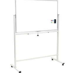 Excello Global Products Double Sided Magnetic Mobile Whiteboard Corkboard Combo, White Frame, 48
