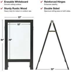 Excello Global Products Indestructible A-Frame Whiteboard, 40" x 22", Black (EGP-HD-0538-BK)