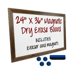 Excello Global Products Magnetic Dry-Erase Whiteboard, Rustic Wood Frame, 3' x 2' (EGP-HD-0077)