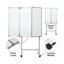 Excello Global Products Magnetic Mobile Folding Dry-Erase Whiteboard, 40