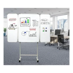 Excello Global Products Magnetic Mobile Folding Dry-Erase Whiteboard, 40