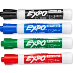 Expo Dry Erase Marker, Chisel Point, Assorted, 4/Pack (80074)
