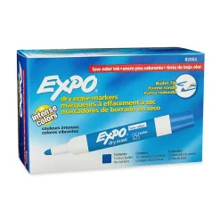 Expo Dry Erase Markers, Bullet Tip, Blue, 12/Pack (82003)
