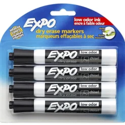 Expo Dry Erase Markers, Chisel Tip, Black, 4/Pack (80661)