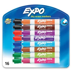 Expo Dry Erase Markers, Chisel Tip, Assorted, 16/Pack (81045)