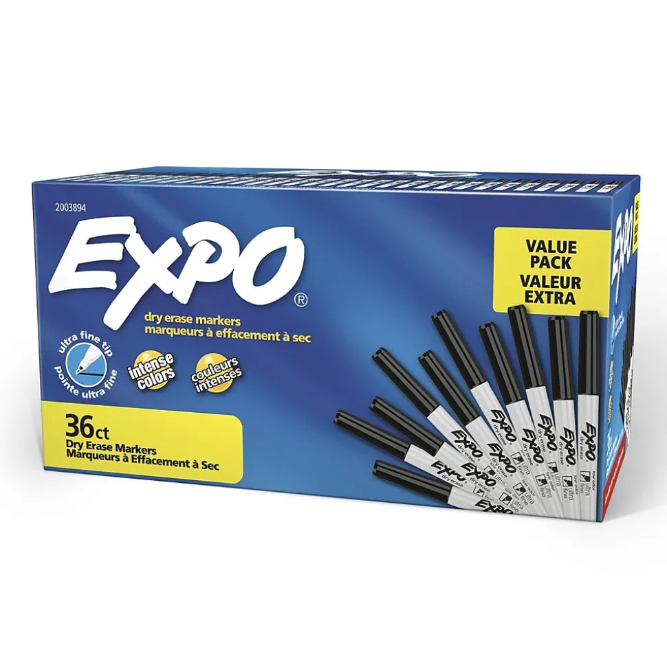 Expo Dry Erase Markers, Ultra Fine Tip, Black, 36/Pack (2003894)