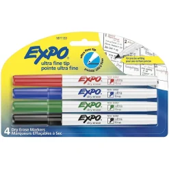 Expo Dry Erase Markers, Ultra Fine Tip, Assorted, 4/Pack (1871133)
