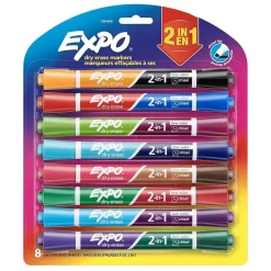 Expo 2-in-1 Tank Dry Erase Markers, Chisel Tip, Assorted, 8/Pack (1944658)