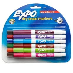 Expo Low Oder Dry Erase Markers, Fine Tip, Assorted Inks, 12/Pack (SAN86603)