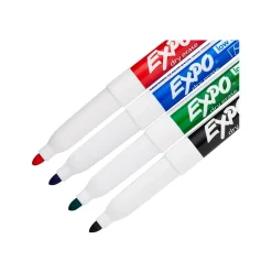 Expo Low Odor Dry Erase Markers, Fine Tip, Assorted, 4/Pack (86674)