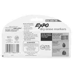 Expo Low Odor Dry Erase Markers, Fine Tip, Assorted, 4/Pack (86674)