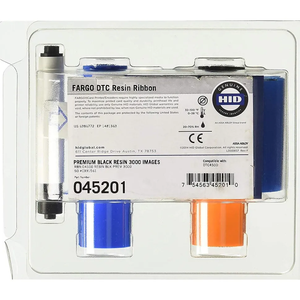 Fargo® Ribbon Cartridge for DTC4500 Card Printer, YMCKO (45200)