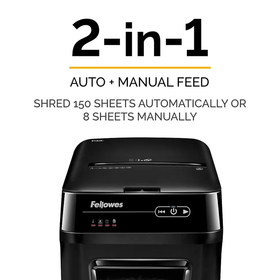 Fellowes AutoMax 150C Hands Free Cross-Cut Commercial Shredder (4680001)