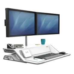 Fellowes Lotus DX Sit-Stand Workstation Adjustable Monitor Stand, White (8080201)
