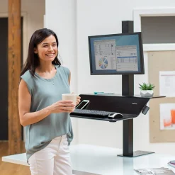 Fellowes Lotus VE Sit-Stand Single Manual Lift Workstation, Black (2750862)